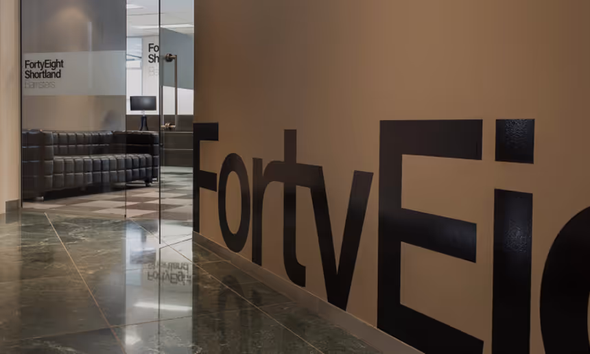 FortyEightShortland branding in office reception